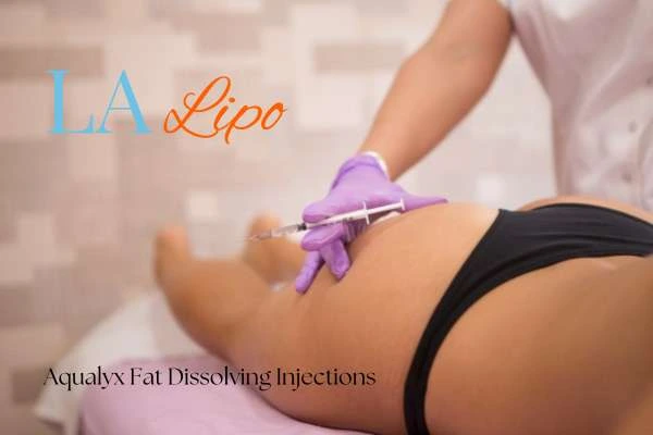 Woman having fat dissolving injections Wimbledon on thighs