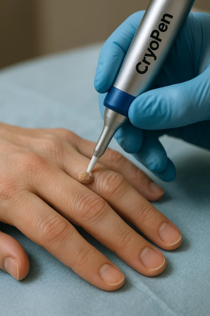example of cryopen wart removal Wimbledon treatment on a persons finger