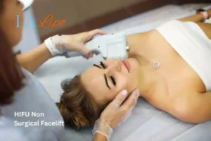 Woman having Hi-Fu to reduce wrinkles Wimbledon.