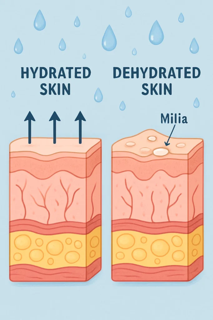 The importance of hydration and milia production Wimbledon